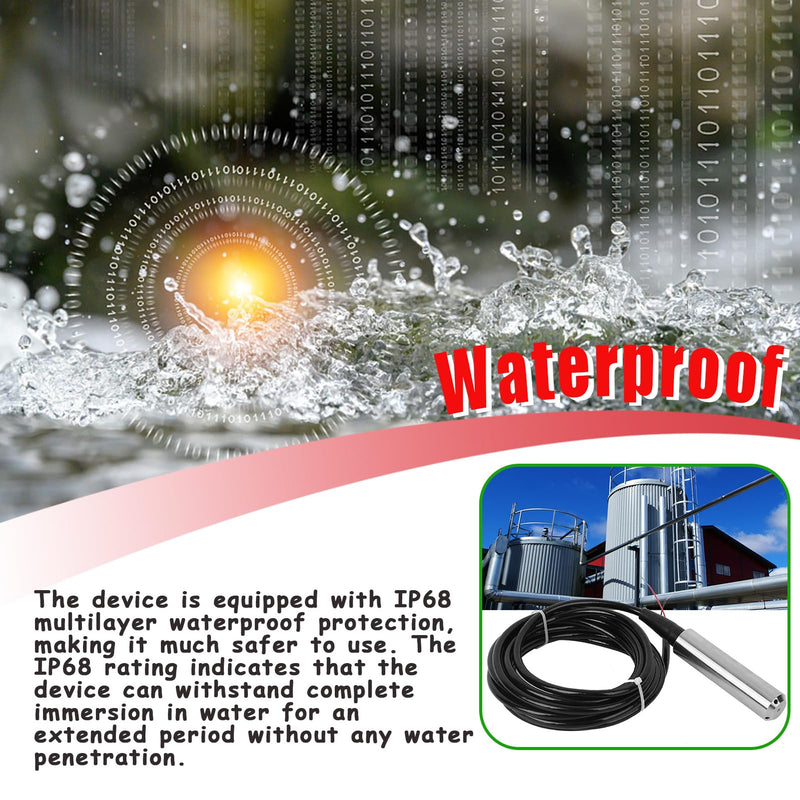 TL 136 Liquid Level Transmitter Automatic Water Level Controller Liquid Level Sensor Water Level Sensor Probe 24VDC 4 to 20Ma Signal Output for Measurement of Water (0‑2meter Range)