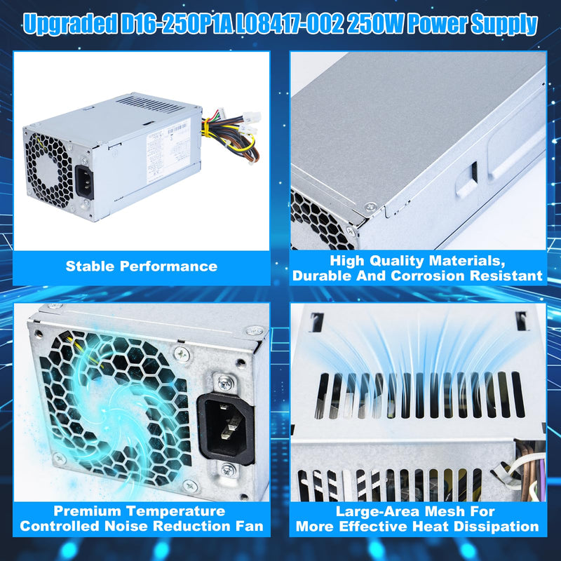 Upgraded D16-250P1A L08417-002 250W Power Supply D16-250P2A PSU Compatible with HP ProDesk 280 282 600 800 G3 480 400 G4 PCH022 L08417-004 901760-002 901761-001 901760-001 PA-2251-5 Power Supply
