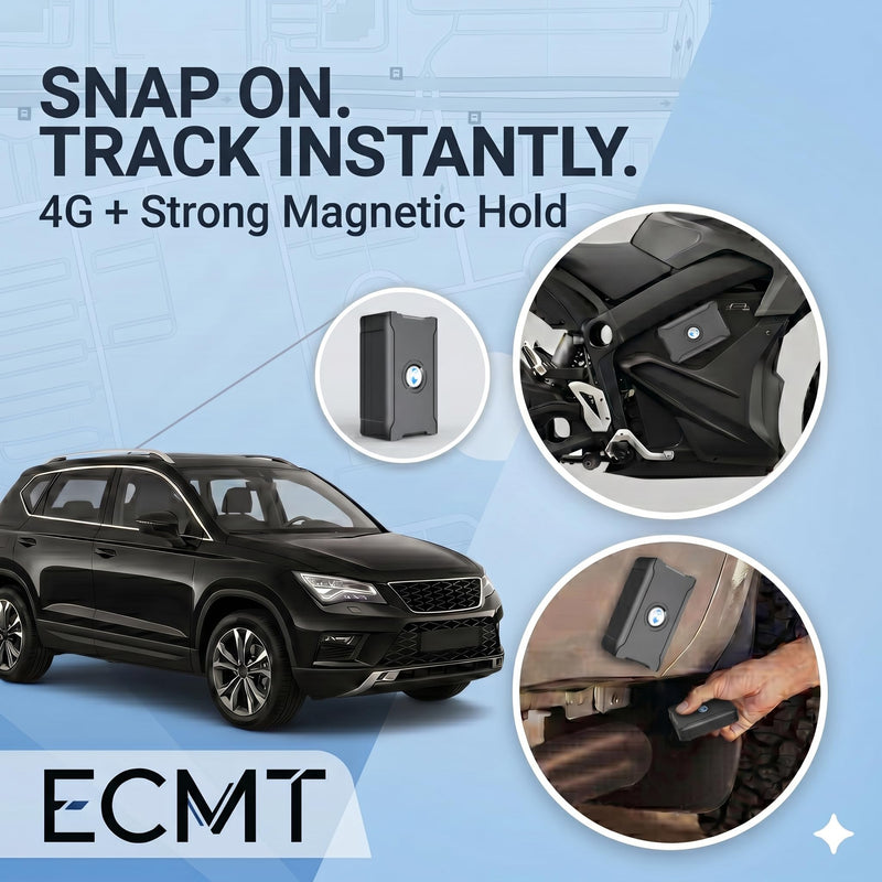 ECMT GPS Tracker for Vehicles, Magnetic 4G LTE, Subscription Required | Hidden Magnetic Mount, 6000mAh Battery, 10-Second Updates, Geo-Fence, IP67 Protection, 180-Day Route History S20 6000mAh
