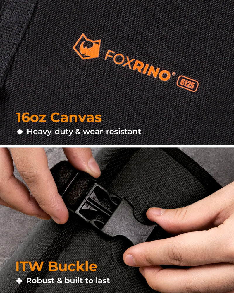 Foxrino Wrench Roll, Wrench Roll Up Pouch, 19-Pocket Heavy Duty Canvas Wrench Organizer Bag for Metric Combination Wrenches, Portable Tool Roll Bag, Gifts for Men for Fathers Day(Black, 19+1 Metric) Black