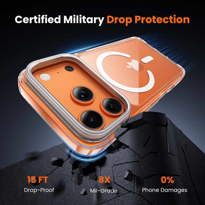 toushion 2 in 1 for iPhone 17 Pro Case Stand Clear | Build in Camera Stash Stand, Screen Protector *1, Not Yellowing, Fits MagSafe, Military-Grade Protection Clear Cam-Stand iPhone 17 Pro(6.3")