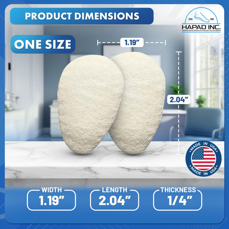 HAPAD Mortons Neuroma Pads (Pack of 1) - Teardrop-Shaped, Adhesive Wool Felt Metatarsal Pads for Men & Women - Supportive, Breathable, Comfortable Ball of Foot Pads for Pain Relief