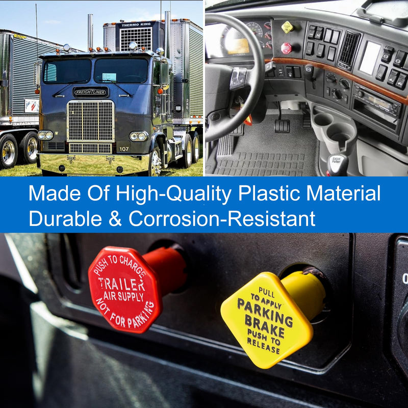 Parking and Air Brake Knobs 248433 290655, 248433 Yellow Parking Brake, 290655 Red Tractor Trailer Air Brake Knob Compatible with Bendix, Replace# TR248433 + TR290655 248433+290655