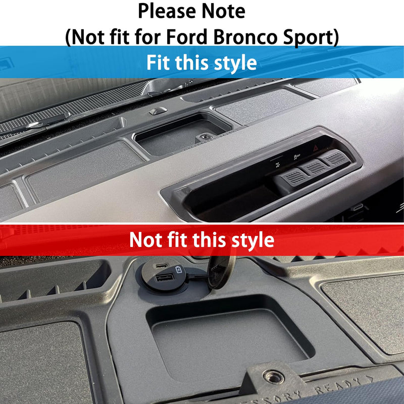 Dash Cover Tray for Ford Bronco Accessories 2021-2023 2024 2025, Dashboard Compartments Mat, Anti-Slip Silicone Insert, Anti Dust Interior Dash Pad Liner for Bronco 2/4-Door (3pcs, Black Trim) 3 Pcs