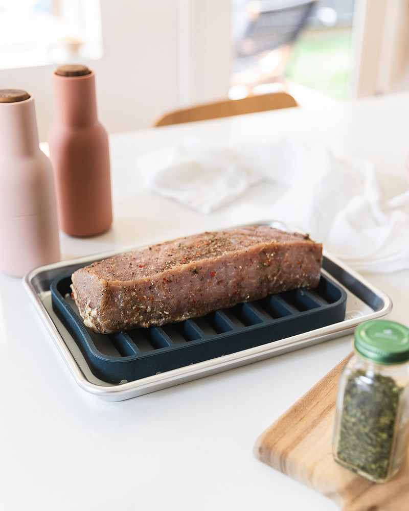 The Silicone Kitchen Silicone Roasting Rack Pan Extra Large, Dishwasher Safe, BPA Free, Non-Toxic, 7 in by 10.75 in, Navy, 2 Pack Vintage Navy
