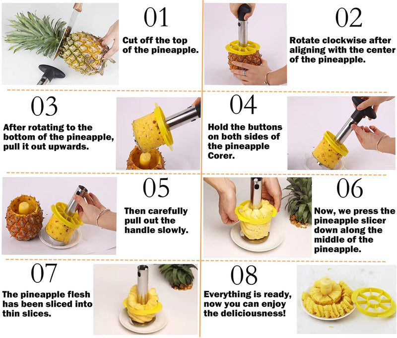 Premium Fruit Corer Set - Effortless Core Removal for Apples, Pears, and Pineapples - Upgraded Stainless 2 In 1 Corers, Pineapple Corer and Slicer Tool,Easy to Use and Clean