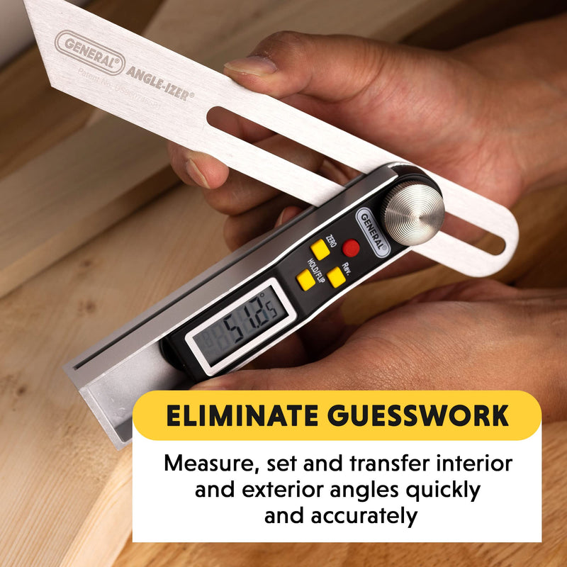General Tools T-Bevel Gauge & Protractor - Digital Angle Finder with Full LCD Display & 8" Stainless Steel Blade No Bubble Level
