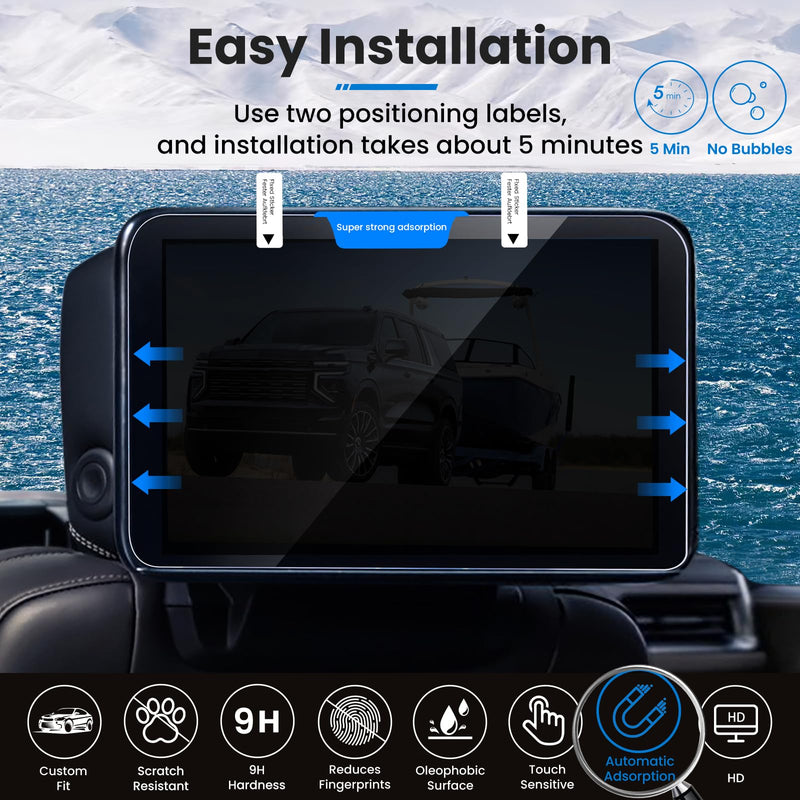 2PACK 2026 2025 Tahoe Suburban Screen Protector Tempered Glass (Rear-seat 12.6-inch Displays) for 2021-2025 2026 Chevy Tahoe Suburban Rear-Seat Media DVD Touchscreen Accessories 12.6in