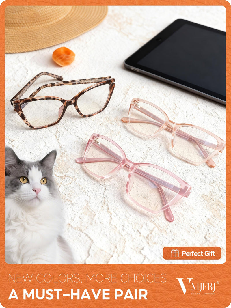 Blue Light Glasses for Woman, Fashion Cat Eye Anti Blue Light Blocking Glasses Women, TR90 Lightweight Computer Glasses for Gaming & Screen Use, Reduce Eye Strain & Improve Sleep, Pink Clear