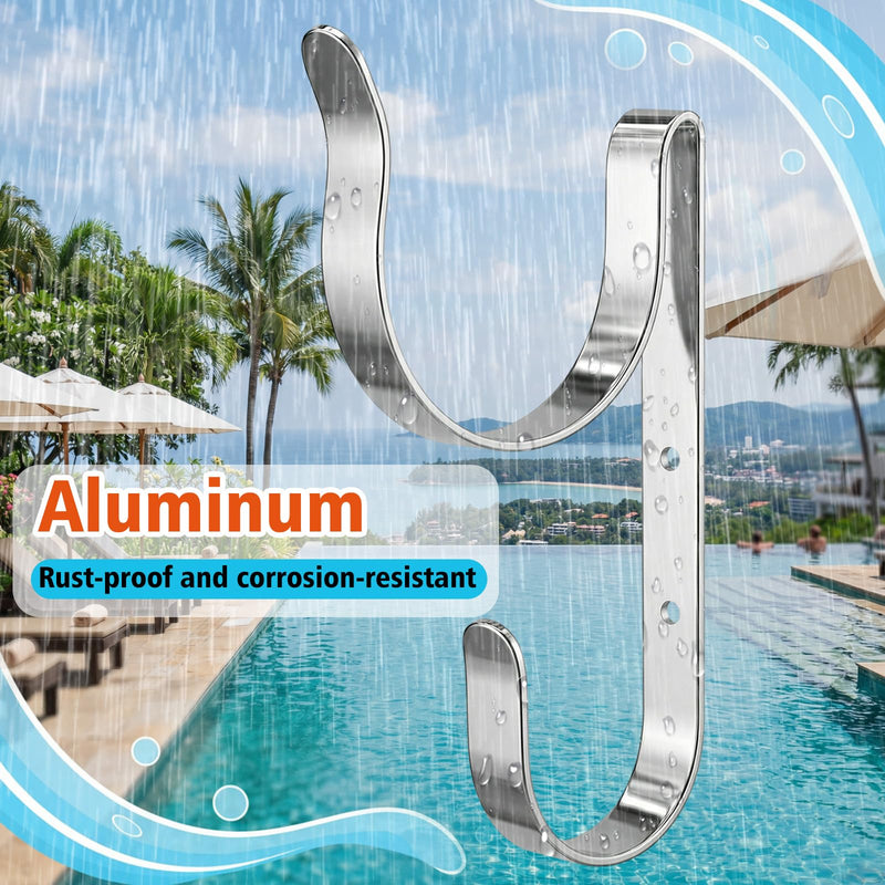 Sotiff 2 in 1 Aluminum Life Buoy Holder Mount for Lifesaving Ring Buoys and Throw Ropes Life Preserver Ring Bracket Holder Marine Boat Dock Hook for Pool Safety Storage Accessory