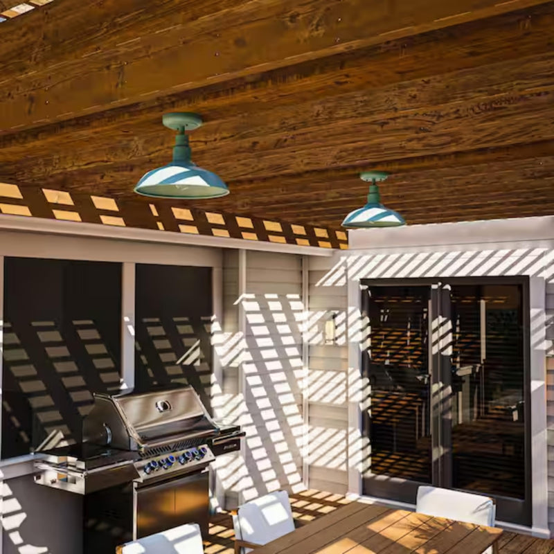 14" Semi Flush Mount Ceiling Light Fixture in Chic Teal Finish, Stylish Metal Fixture for Indoor and Outdoor Spaces, Water and Weather Resistant 14"