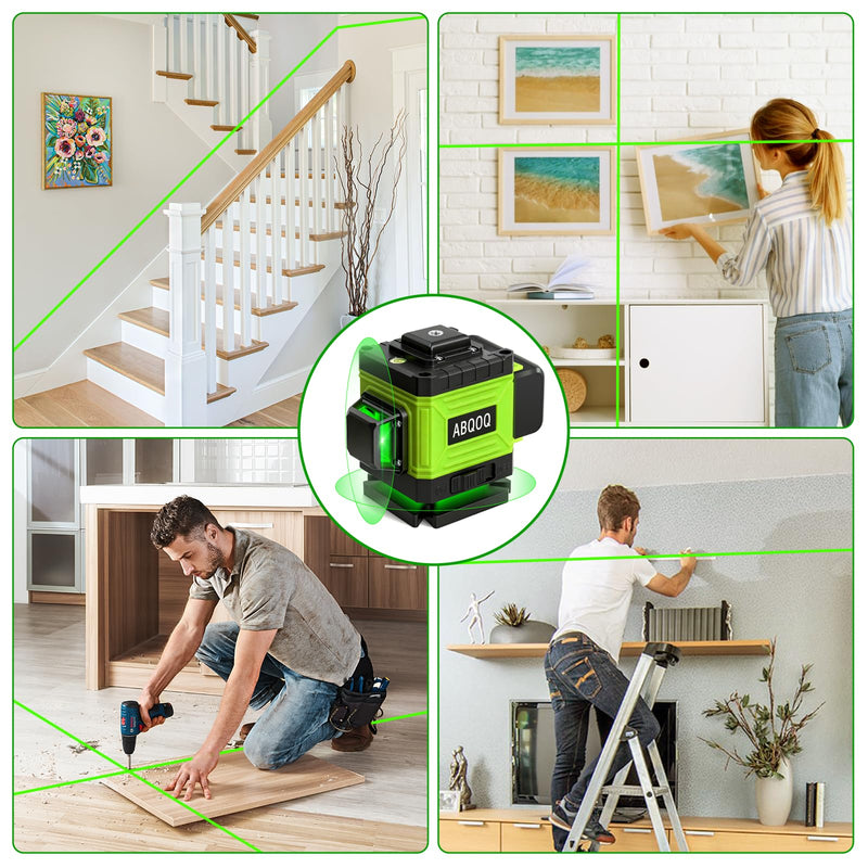 Laser Level 360 Self Leveling 2D Green Cross Line Laser for Ground Leveling | Lazer Leveler Tool for Picture Hanging, Tiling, Home Renovation, Measuring, Construction