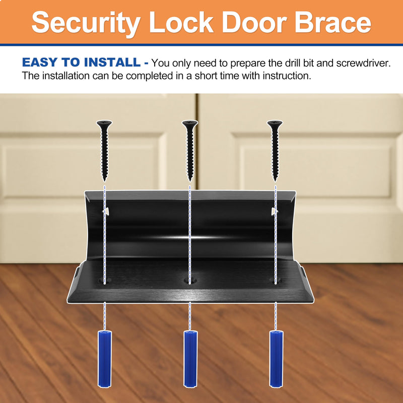 Security Lock Door Brace Security Barricade House Double Safety Security Protection for blemished Door, Standard Doors, French Doors and Barricade All Your Doors - Dark Bronze. Security Lock - Dark Bronze