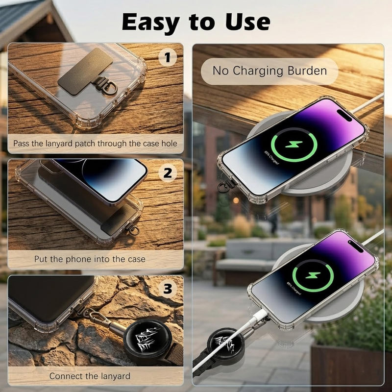 4 PCS Retractable Phone Lanyard Set Adjustable Anti-Theft - Anti-Lost Neck & Wrist Strap Tether for All Smartphones, Suitable for All Scenarios, Festival Travel Security