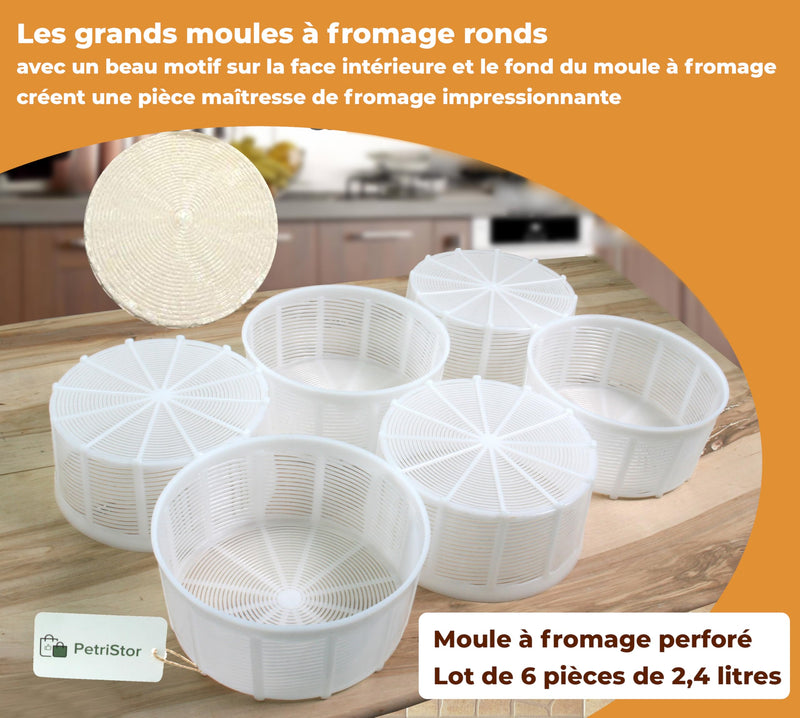 6 Pcs Soft Cheese Mold for Cheese Making 2.55QT - Cheese Making Mold - Cream Cheese Form Mold - Homemade Cheese Making Supplies - Molde Para Queso Fresco Casero - Feta Ricotta Cheese Making Basket