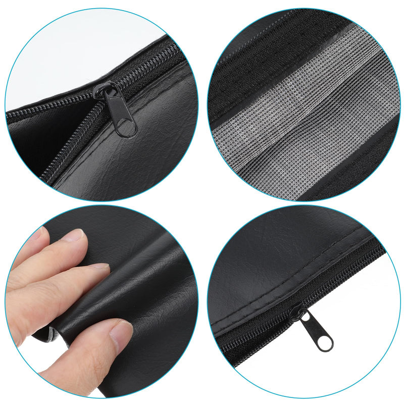 2 Pack Microphone Bags,12"X4" Black PU Leather Microphone Pouch | Portable Microphone Case for Wireless Mic Protector Mic Storage Bag Black Zipper Storage Pouches for Carrying