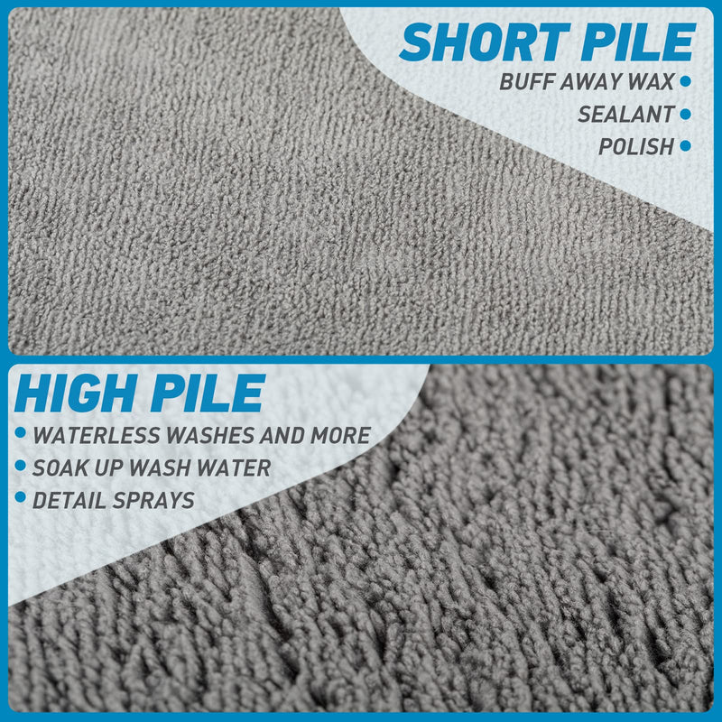 Microfiber Towels Gray for Cars - 6 Pack, High & Short Pile Micro Fiber Cleaning Cloth for Car Washing Drying & Auto Detailing, Water Absorption Lint Free & Non-Streak 6 Pack (23.6" x 15.7")