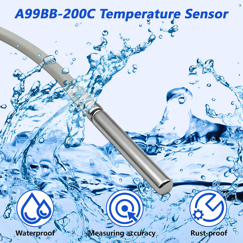 A99BB-200C Temperature Sensor Temperature Probe, -40 to 212 Degree F Temperature Range,Electronic Temperature Controller Extension Cable