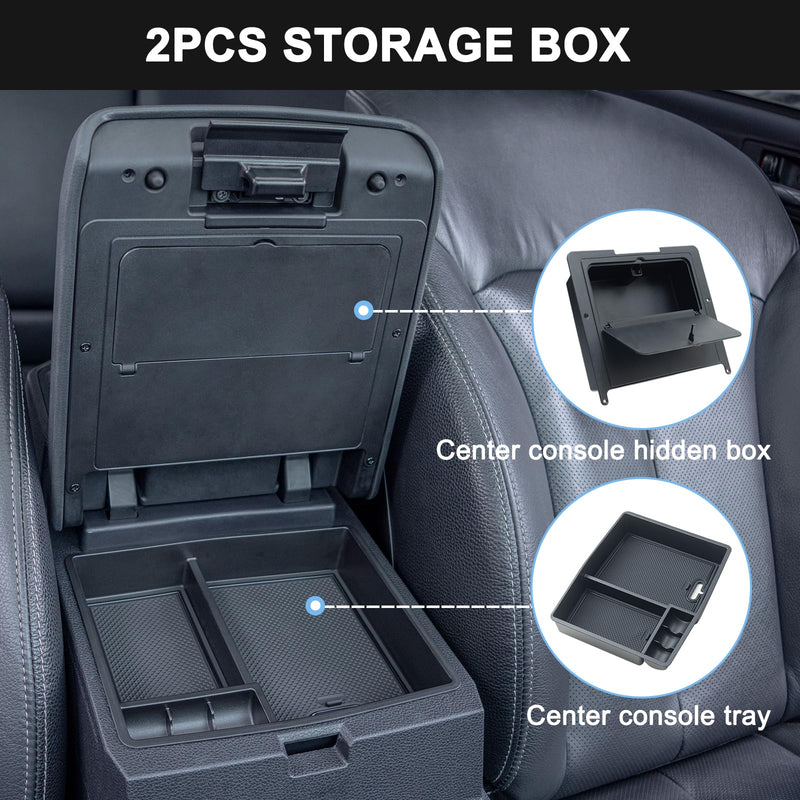 JKCOVER 2PCS Center Console Hidden Box Organizer Tray Compatible with 2024 2025 Toyota Tacoma Accessories Armrest Secret Compartment And Armrest Tray Organizer 2 Pcs