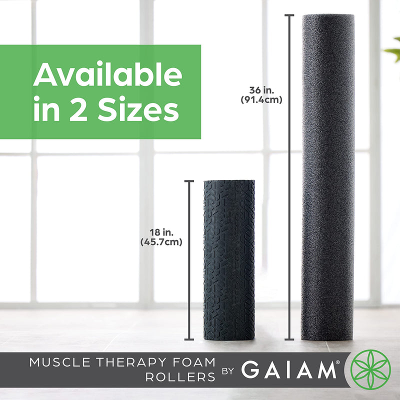 Gaiam Restore Foam Roller for Muscle Massage - Deep Tissue Muscle Massager for Sore Muscles & Stimulation - Total Body Pain Relief, Back, Neck, Foot, Calf, Leg, Arm (18 Inch and 36 Inch) 18-Inch 18" Roller (Grey)
