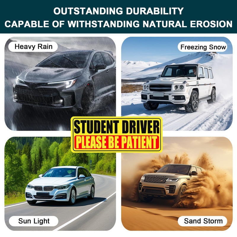 Student Driver Magnet for Car, 3 Pack Please Be Patient New Student Driver Sticker Safety Warning Reflective Signs, Reusable Magnetic Reflective Rookie Drivers Bumper Sticker