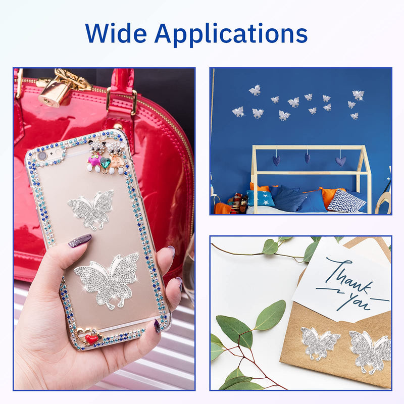 Frienda 8 Pcs Bling Butterfly Car Decals Women Crystal Rhinestone Shiny Butterfly Stickers Accessories for Car Body Bumper Window Laptop Automotive Interior Exterior Sticker Decor(Silver) Silver