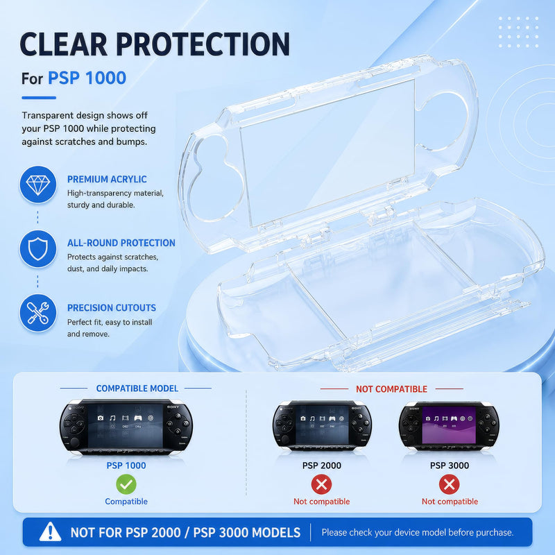 7-in-1 Accessories Kit for PlayStation Portable 1000-Black Carrying Case with Screen Protector, crystal protective cover ,2 joystick caps, charging Cable & wristband hanging rope