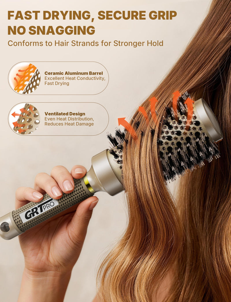 3500W Professional Ionic Hair Dryer with 45mm Round Styling Brush Set, AC Motor Fast Dry Blow Dryer with Diffuser & Nozzles, Hot & Cold Air Salon Hair Dryer for Frizz Control & Long Hair Styling