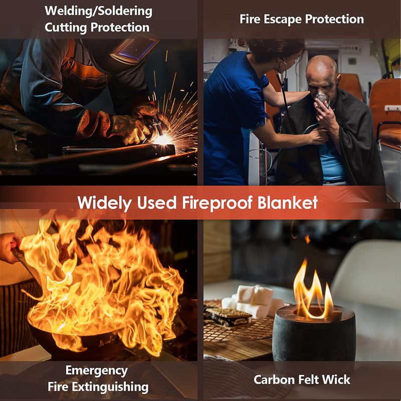 6' x 4' Large Welding Blanket Fireproof, 1/5"(5mm) Thickened Heat Resistant Mat, Flame Retardant Carbon Felt Wick, Fire Resistant Insulation Blanket, Heat Shield for Soldering, Stove, Firepit, Grill 4' x 6'