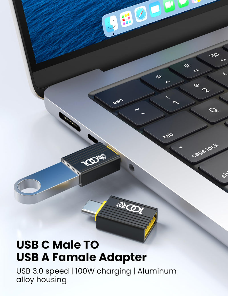 USB to USB C Adapter 10Pack,USBC Male to A Female OTG Adapter,Black | High Speed Data Transfer for iPhone 17/16 Pro Max,iPad,iMac,MacBook Pro,Dell XPS and More Type C