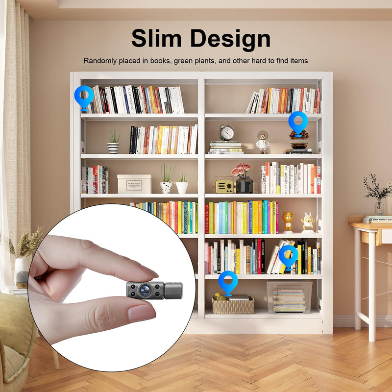 Mini Wireless Camera HD 180° Rotating Cameras Smallest WiFi Security Camara, Portable Nanny Cam Night Vision Tiny Rotatable Cams for Home Room Office Indoor Outdoor (Silver) Silver