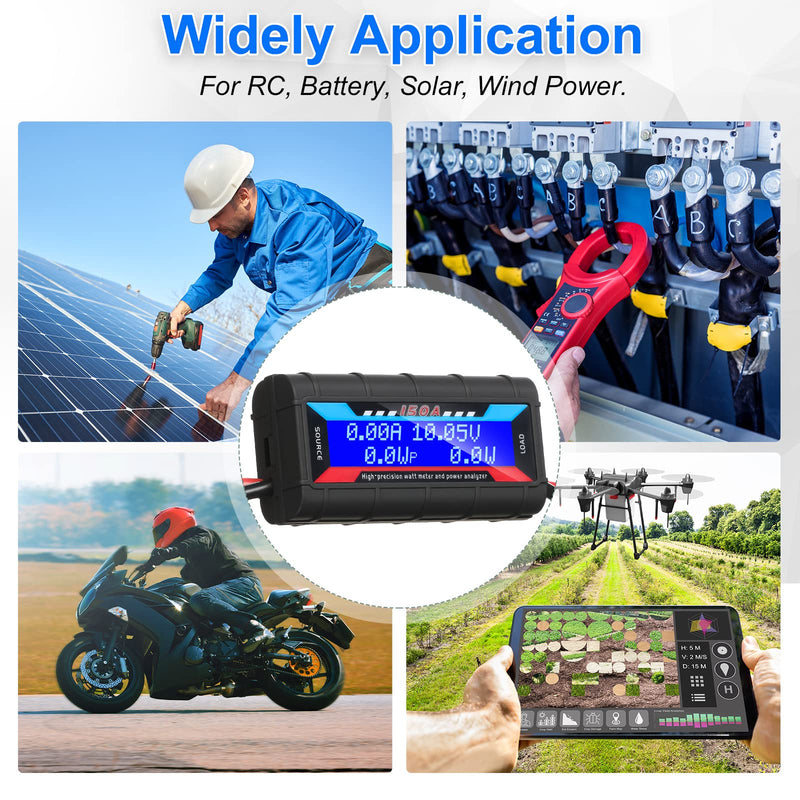 Yunsailing 2 Pcs High Precision Watt Meter Power Analyzer Battery Consumption Performance Monitor with Backlight Digital LCD Screen(15000) 15000.0