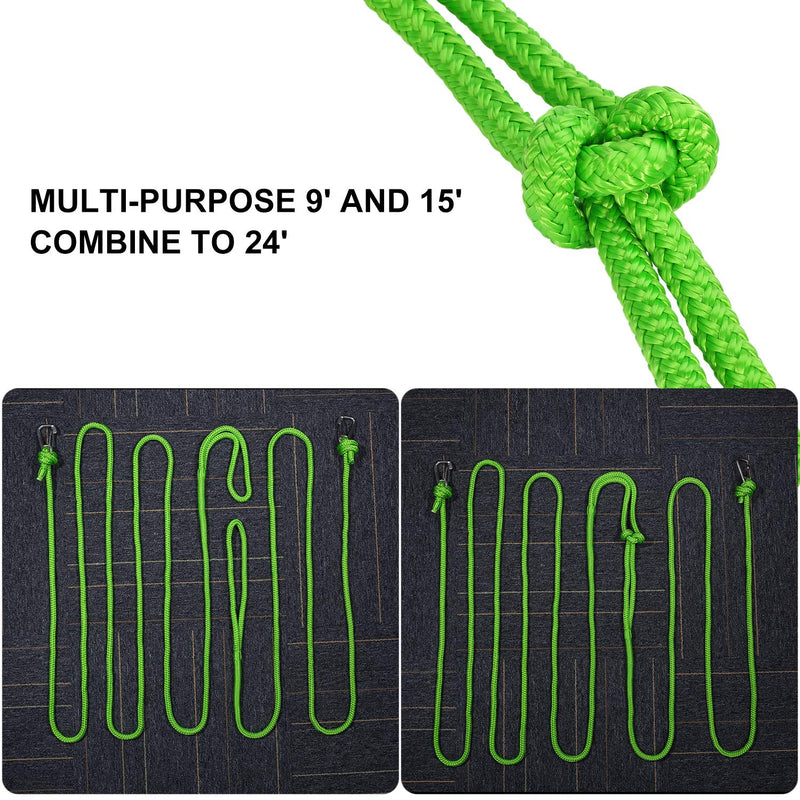 Green Floating Polypropylene Dock line Provide The Stainless Snap Hook and Incredible 12" Spliced Eye to let You Easy and Fast to go