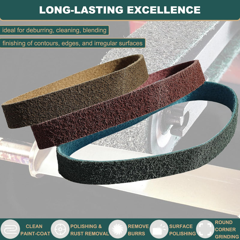 3 Pack 1-1/2 X 30 Inch Coarse, Medium, and Fine Grits Assortment Non Woven Surface Conditioning Sanding Belts for Pipe Tube Polisher Sander Metal Pole and Metal Fabricators Profession Sander Belt