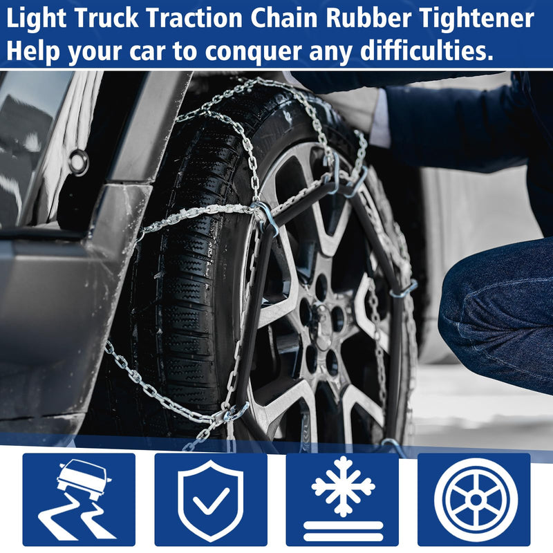 BBTO 4 Pcs Light Truck Traction Chain Rubber Tightener Grip Light Truck/SUV Tire Tensioner Adjuster Tire Chain Tensioner for Wheels/Rims Sized from 16 up to 19.5 Inches in Diameter