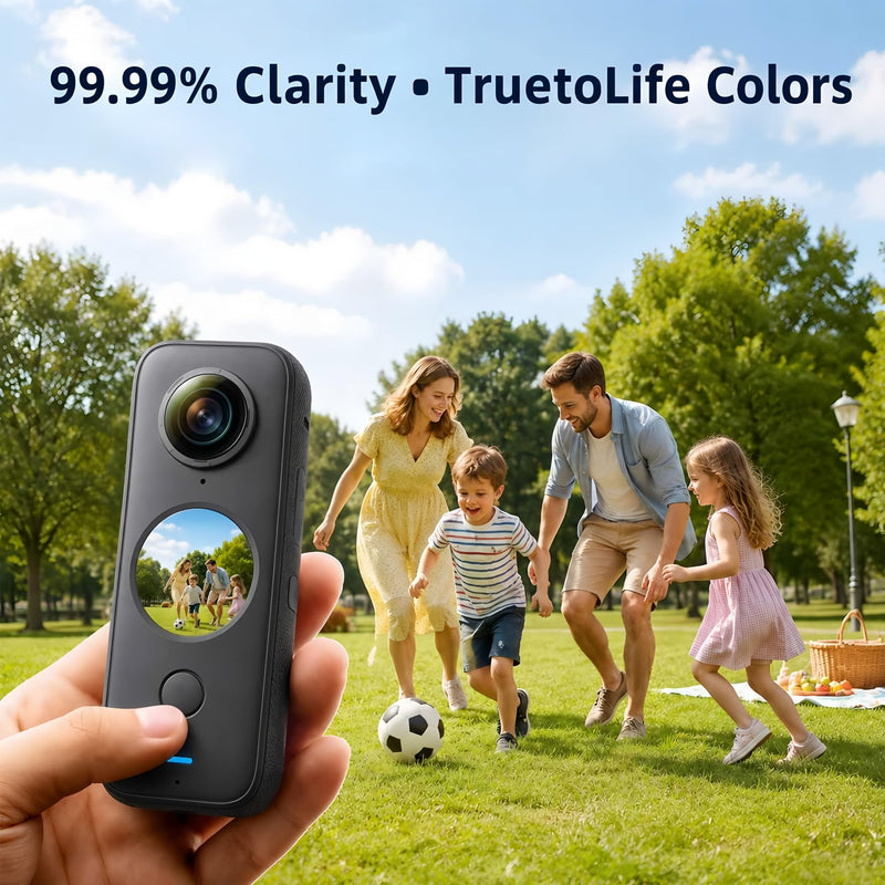 Sticky Lens Guard Custom fit for Insta360 X2, 2-Pack Protective Cover Cap with Anti-Reflective Coating, High Transparency 95% Light Transmission, Scratch-Proof Shockproof Dustproof, Easy Installation