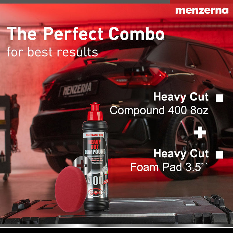 menzerna Scratch and Swirl Remover Kit I Car polishing Set with Menzerna Heavy Cut 400 and 3,5 Inch Polishing Pad I Deep Scratch Repair Kit for All Types of Vehicles HCC400 + Pad