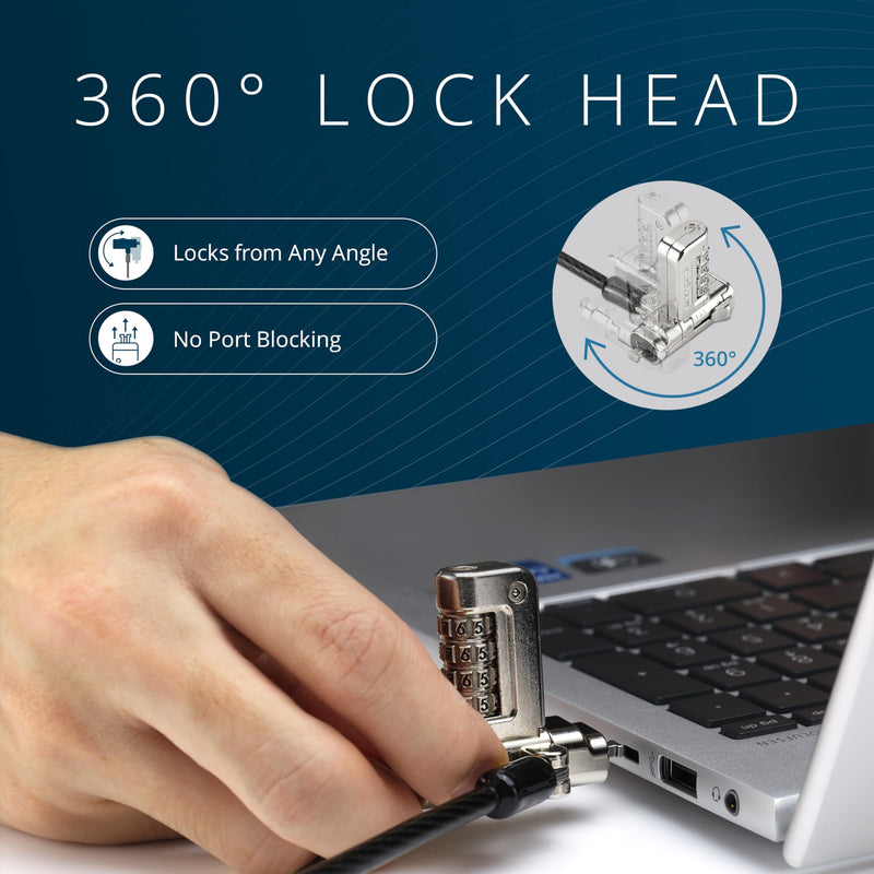 Kensington Universal 3-in-1 2.0 Combination Laptop Lock, fits T-bar, Nano, N17, Wedge-shaped Lock Types, 6-foot Computer Security Locking Cable, Compatible with Dell, HP, Lenovo - Resettable, K63394WW Upgraded - 1 Tip Combo Lock - Universal