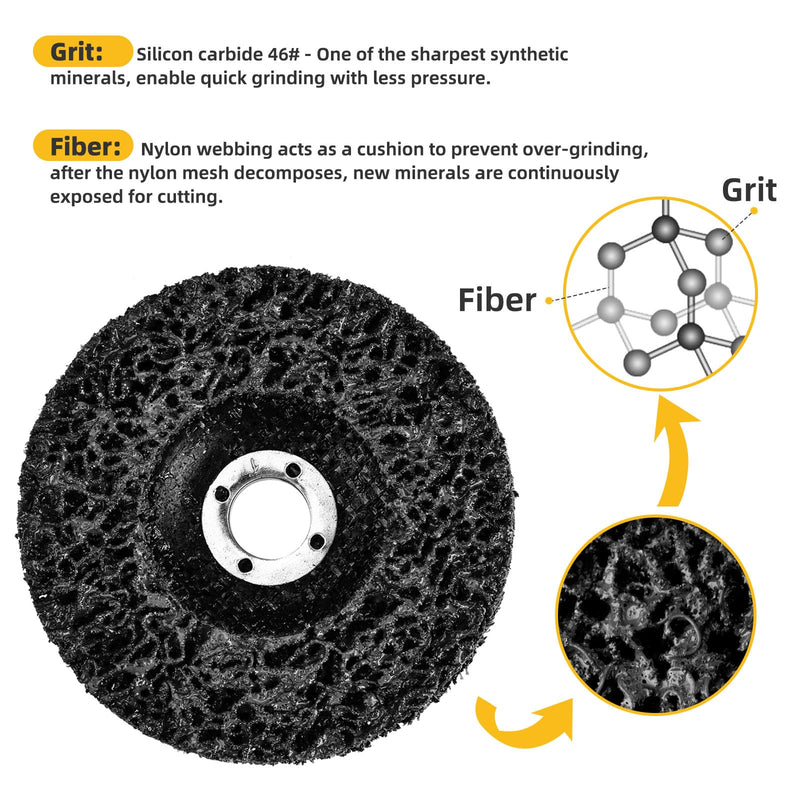 10 Pack 4.5 inch Strip Discs for Angle Grinder, Wire Stripping Wheel Paint Remover for Metal Surfaces, Abrasive Wheels Grinding Discs for Rust Welds Oxidation (4-1/2" x 7/8"), Black 4.5‘’ 10