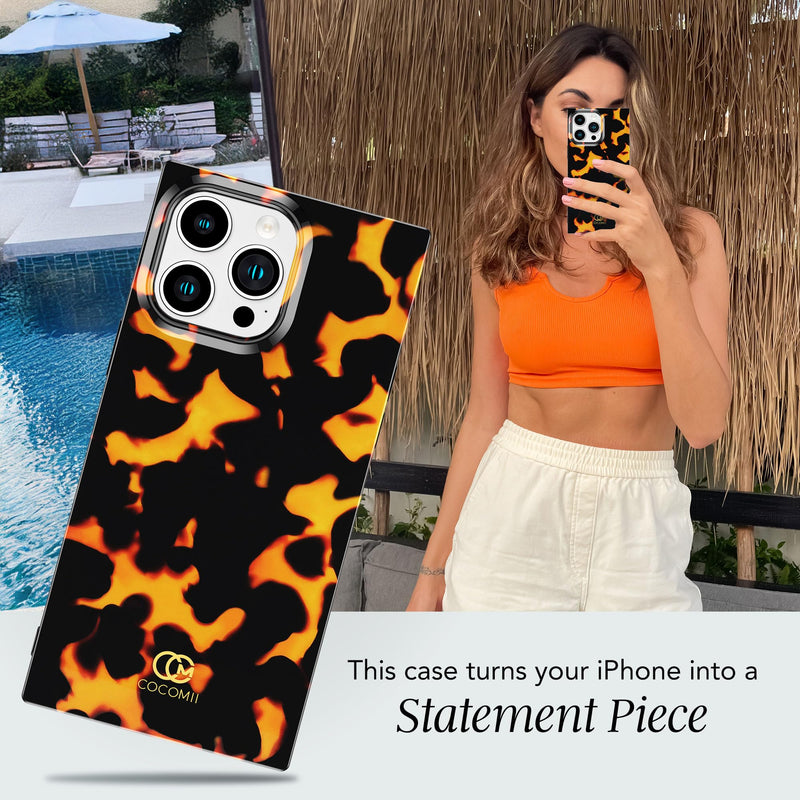 COCOMII Rectangle for iPhone 15 Pro Max Case, Tangerine Tortoiseshell | Compatible with MagSafe Wireless Charging, Shockproof 10ft Drop Protection, Camera & Screen Protection, Premium Glossy Finish iPhone 15 Pro Max (6.7")