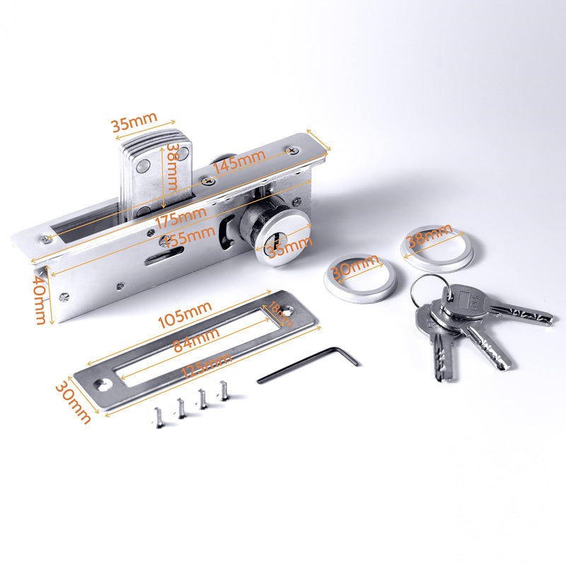Cylinder Deadbolt Mortise Lock - Commercial Storefront Door Lock Double Keyed Cylinder 1-1/8" Backset Straight Deadbolt for Storefront Entry Doors 1-1/8" straight deadbolt