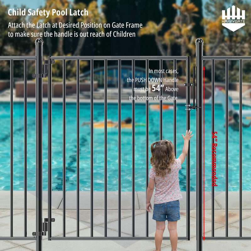 Pool Gate Latch, Auto Pool Gate Safety Latch for Chain Link Fence, Push Style Pool Gate Lock Chain Link Fence Gate Latch for Metal Gates, Outdoor Pool Safety (1-3/8"x2-3/8") 1-3/8"x2-3/8"
