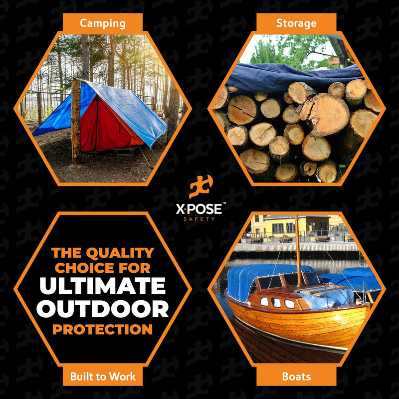 Better Blue Poly Tarp - 5' X 7' - Multipurpose Protective Cover, Lightweight, Durable, Waterproof, Weather Proof - 5 Mil Thick Polyethylene - by Xpose Safety 5 Feet x 7 Feet