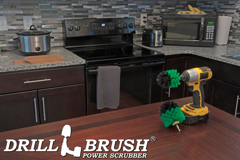 Drill Powered Kitchen Cleaning Supplies - Kitchen Scrubbing Accessories - Drill Brush Household Cleaner - Oven Cleaning Tool - Stovetop Scrubber Brushes - Kitchen Sink Scrub Brush - Frying Pan Brush Green