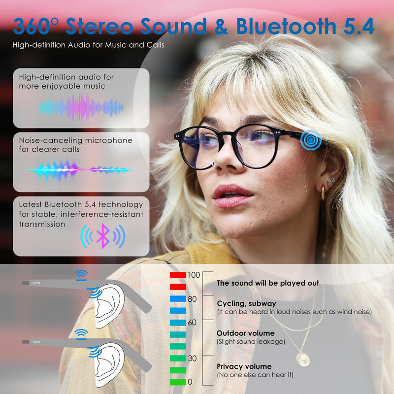 GetD AI Glasses for Men & Women, Smart Glasses Powered by ChatGPT, AI Real-time Translation with 147 Languages, Open Ear Bluetooth Glasses with Photochromic Lens for Daily Use, Travel