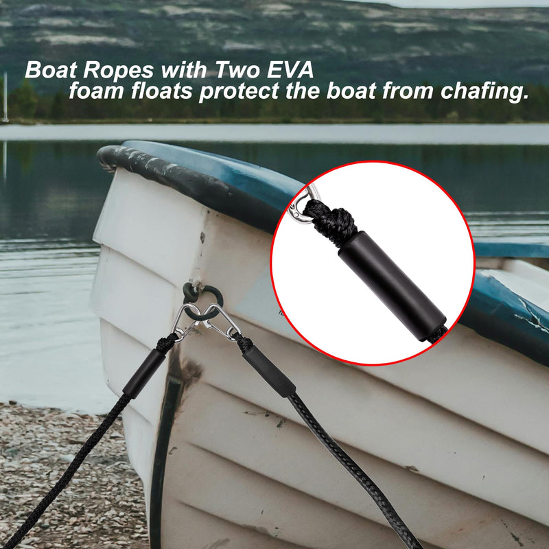 Bungee Boat Mooring Lines, 2FT,Bungee Cords with Hooks 1800LB Breaking Strength, for ATV, Boat and Pickup Truck BLACK