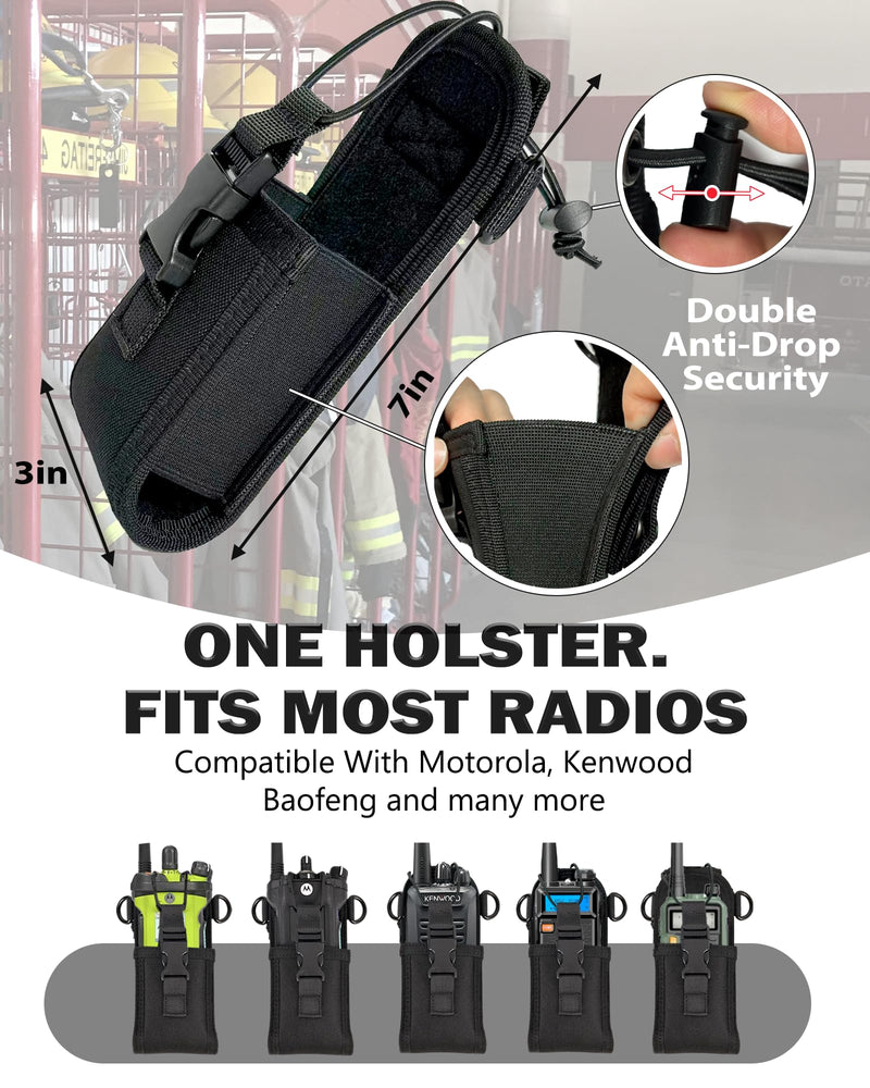 Firefighter Radio Strap and Holster with Anti-Sway Strap | Shoulder Strap Holder for EMS, Fire, Paramedics | Adjustable 54""–70"" | Compatible with Motorola, Kenwood, BaoFeng
