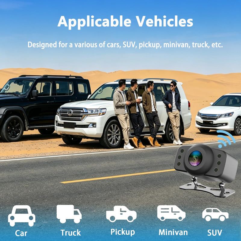 Wireless Backup Camera, RVInWest 1080P WiFi Waterproof Night Vision Wide View Angle, Stable Sign Front Rear View Camera for Car Truck SUV Pickup Camper Van Trailer for iPhone iPad Android Smartphone