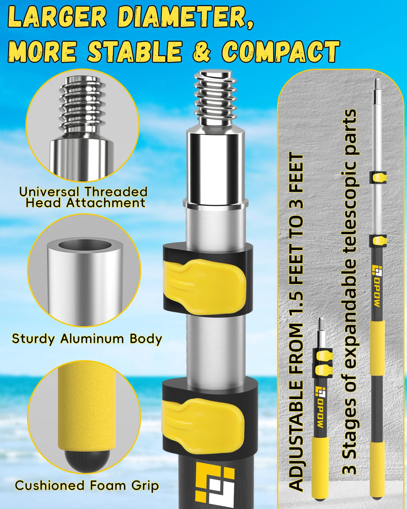 Telescoping Boat Hook - Durable Docking Pole with 3-Stage Aluminum Extension - Lightweight Marine Push Pole for Boat Docking, Mooring & Water Retrieval 3 Feet