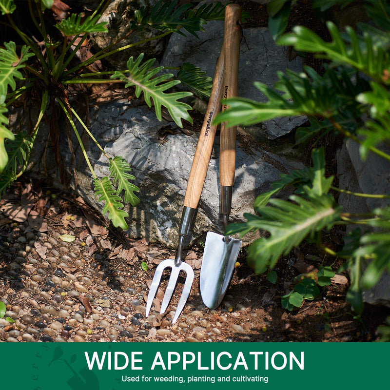 Berry&Bird Garden Trowel with Long Handle, 23.43in Stainless Steel Short Shovel with Wood Handled for Digging, Gardening, Transplanting, Planting and Weeding 23.43 inches Long Hand Trowel
